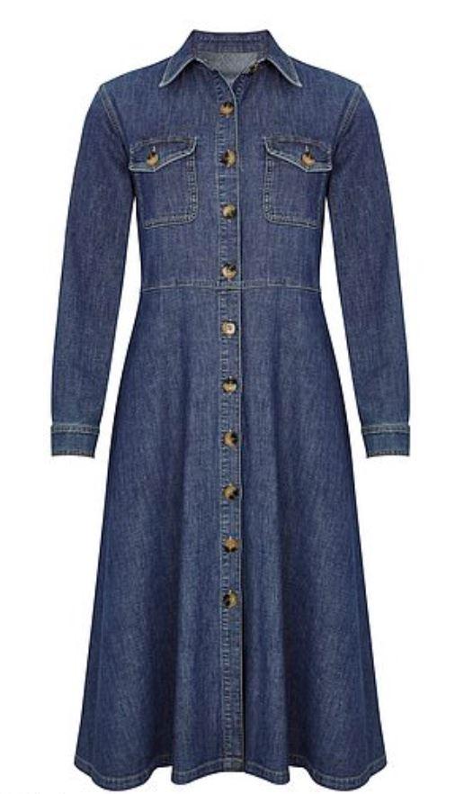 Holly’s new denim must-haves includes a midi button-down denim dress for £49.50