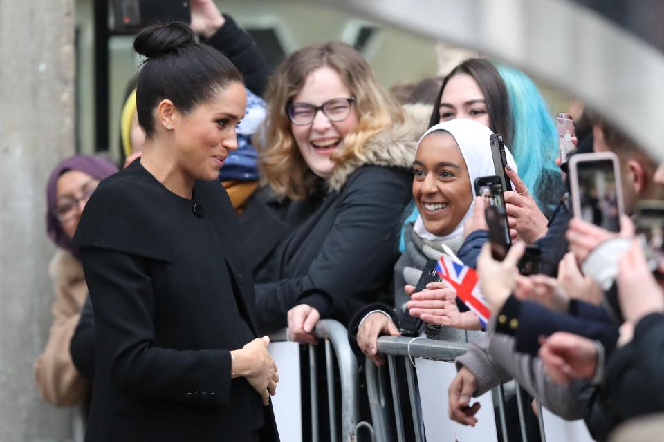  The duchess received a rock star's welcome as students chanted her name