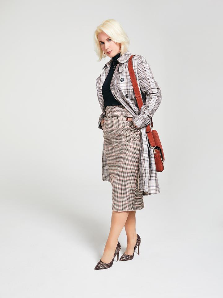 Our fashion editor loves checks and tailoring and recommends layering up with nude or beige shades