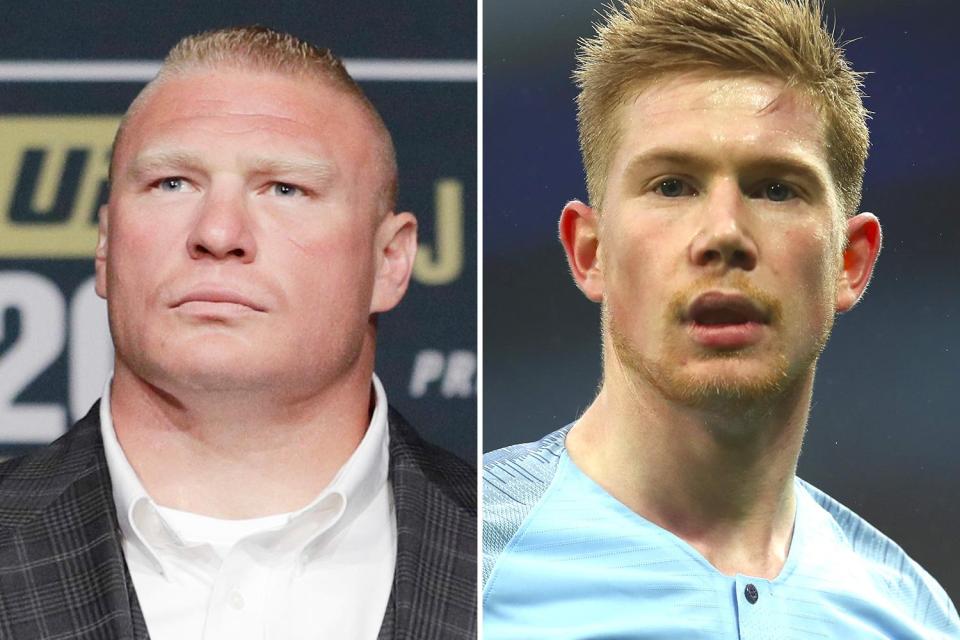 Somewhat smaller, but many can see KDB's likeness to Lesnar