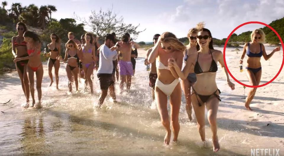 Bertram, right, was one of several stunning models who promoted the Fyre Festival, as documented in the new film on Netflix