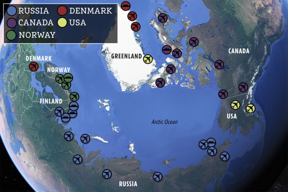 Some of the known current military bases in the Arctic region – and there’s plenty of room for more