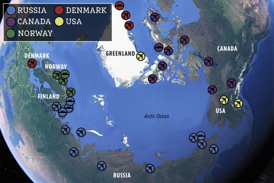  Some of the known current military bases in the Arctic region - and there's plenty of room for more