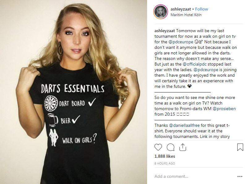 Ashley Zaat will become the last-ever darts walk-on girl tomorrow