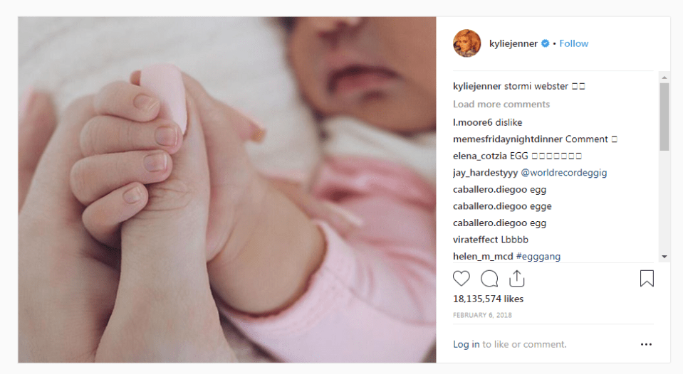 Kylie’s picture of her newborn baby previously held the Instagram record