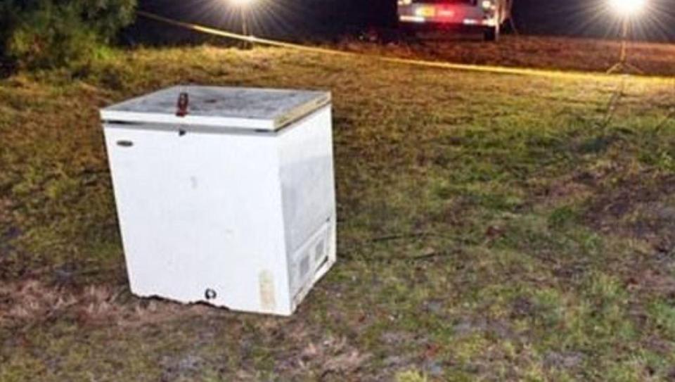  The three children died after climbing in this chest freezer outside a Florida home