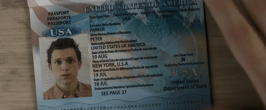  Peter Parker's passport has mysteriously been issued without a year