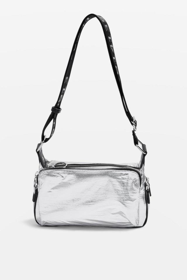  Make a statement with this striking silver shoulder bag