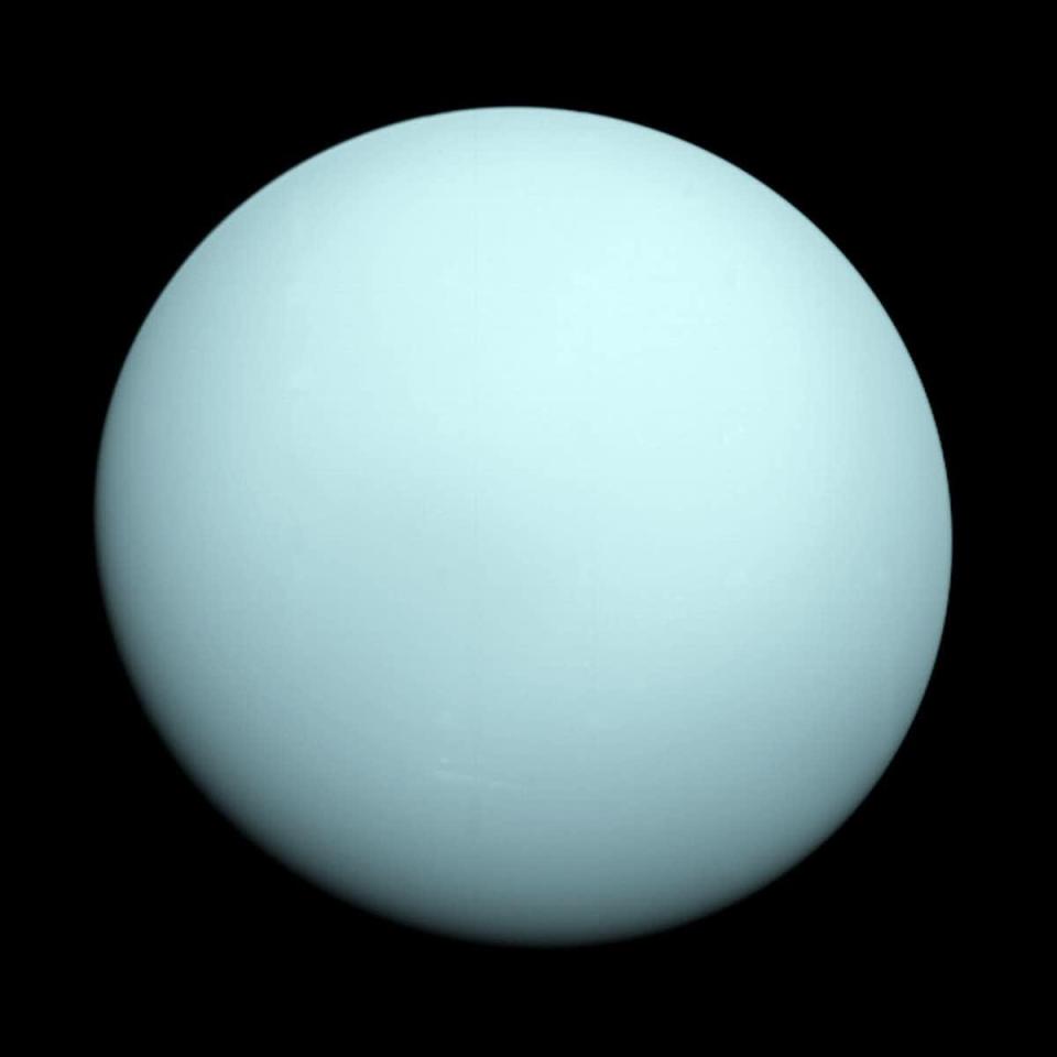  Uranus, as seen by Nasa's Voyager 2, has a strange tilt