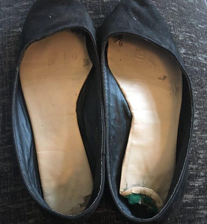 These very worn-out pair of shoes recently sold on eBay for £14 after 10 bids