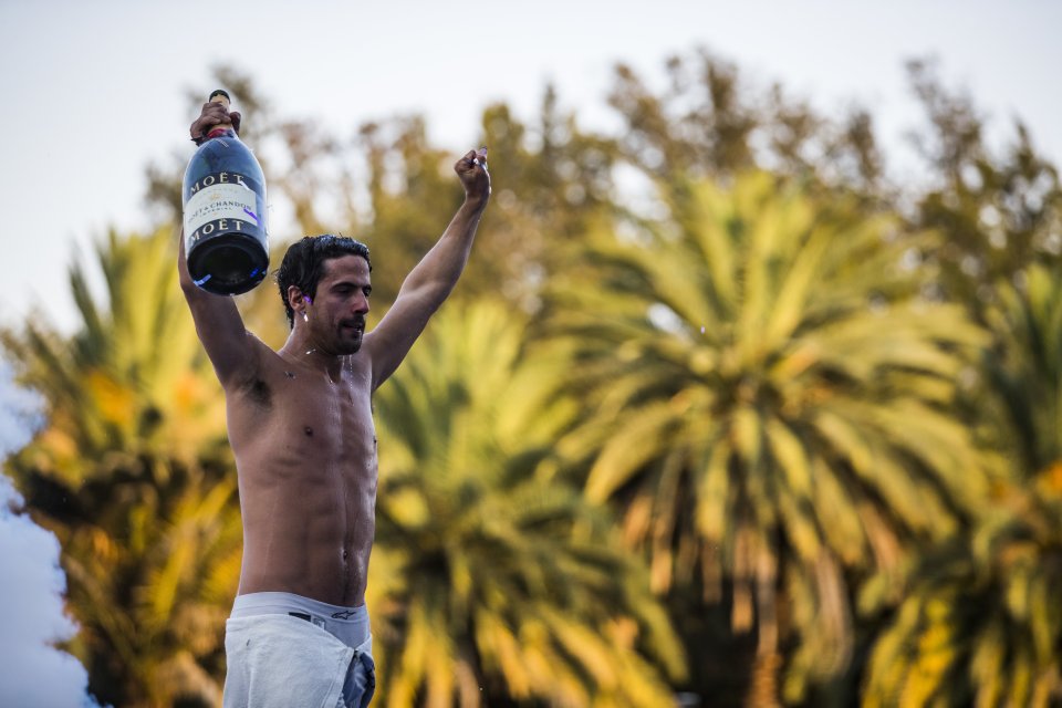  Lucas Di Grassi ripped his top off in celebration on the podium