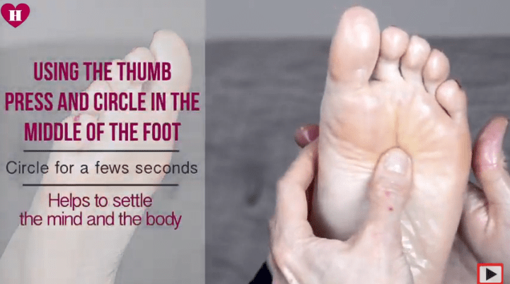 The middle of your foot is believed to be linked to your diaphragm and solar plexus 