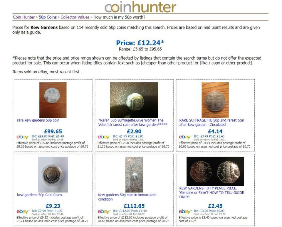  CoinHunter's new tool shows how much 50p coins are selling for on eBay in real time