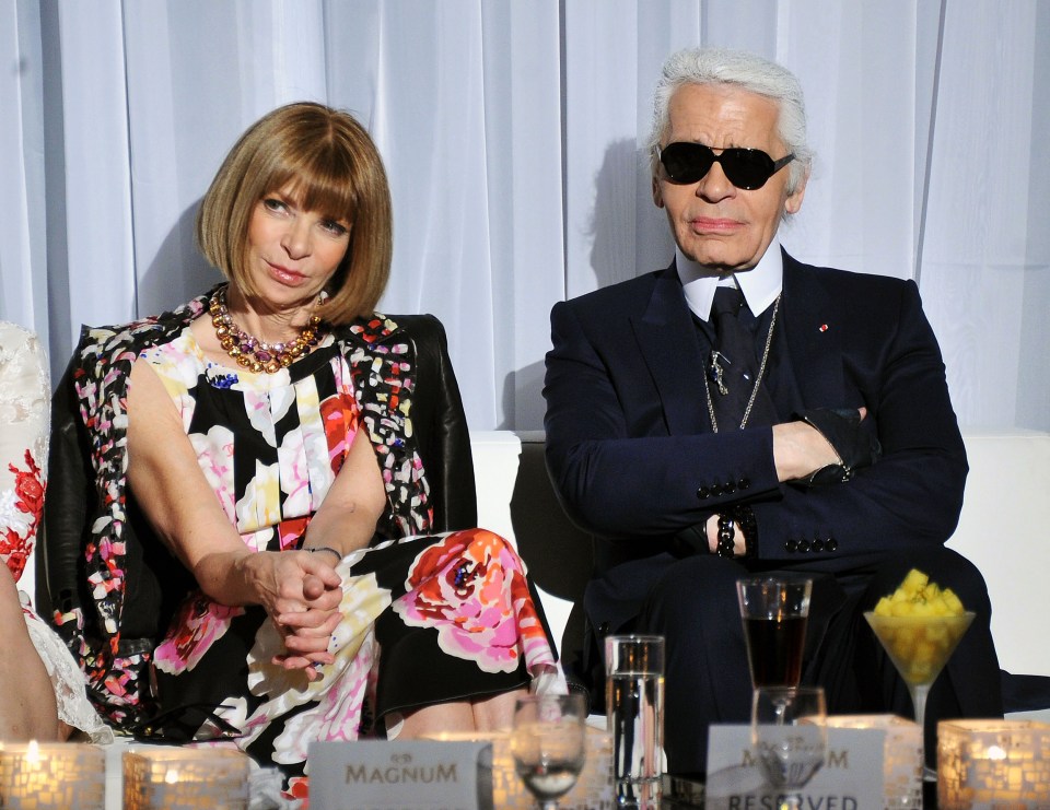  Lagerfeld pictured with fellow fashion icon Anna Wintour at an event in 2011