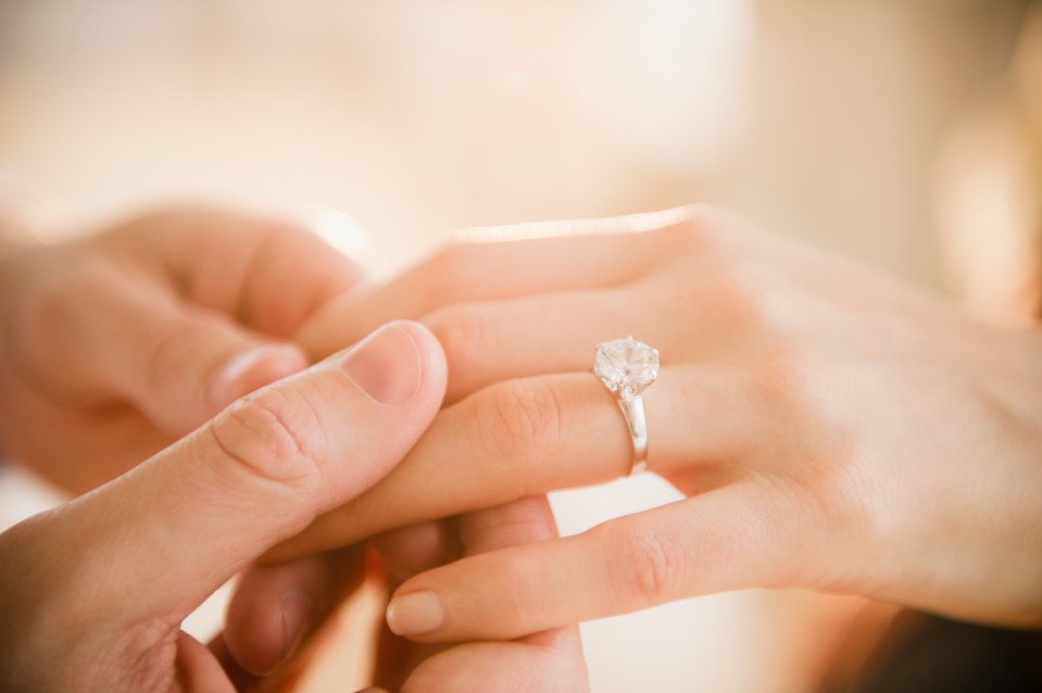  Engagement rings signify a commitment to marry and are given to a woman during a proposal