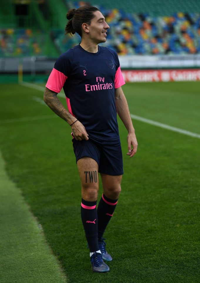  Hector Bellerin has the word 'two' tattooed on his leg to match his shirt number