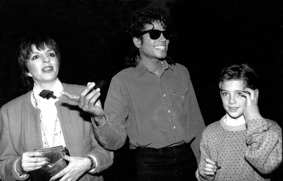 Michael Jackson and Liza Minelli backstage after seeing the Phantom of the Opera with his new friend Jimmy Safechuck 