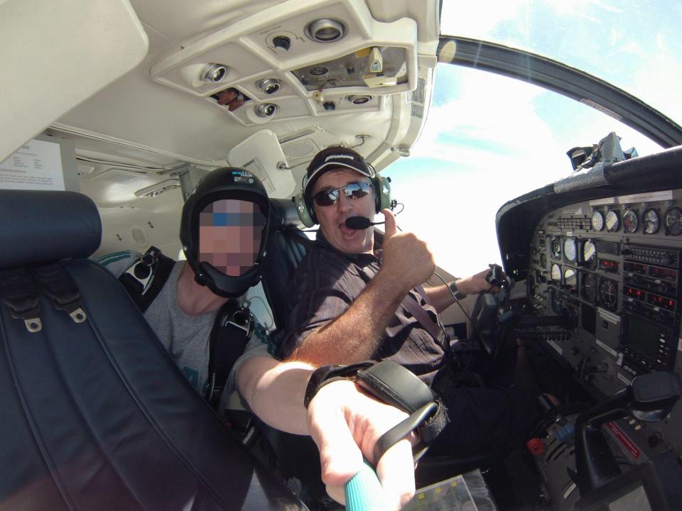  David Ibbotson, right, tagged himself landing at Nantes Airport on Saturday