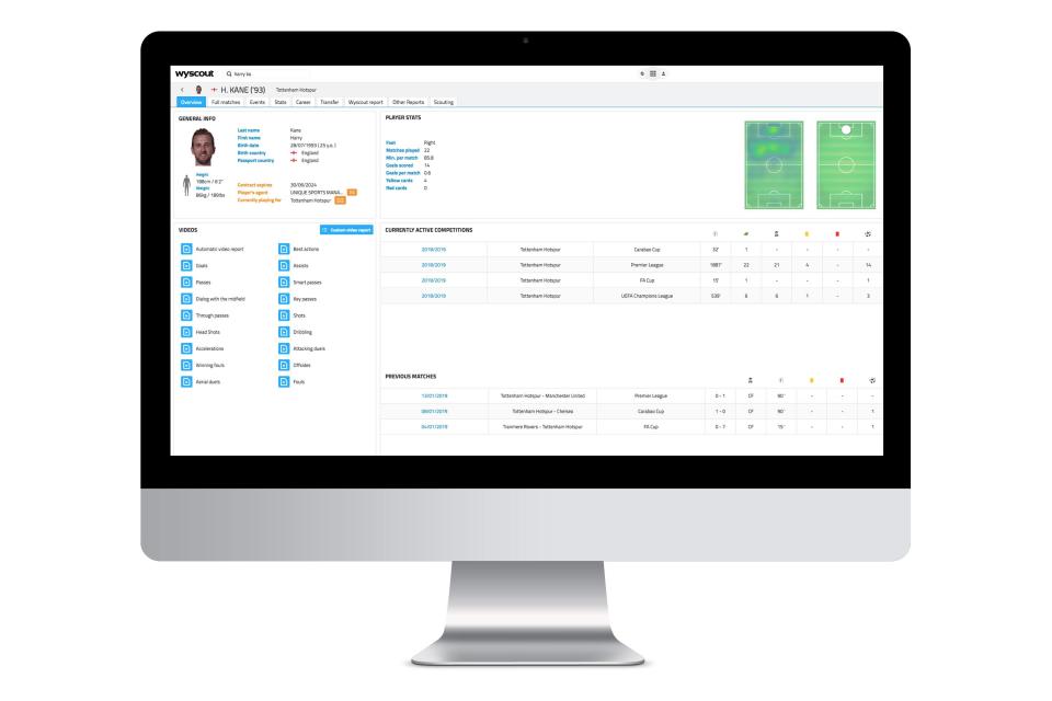  Wyscout allows players to look at video and data analysis of their rivals