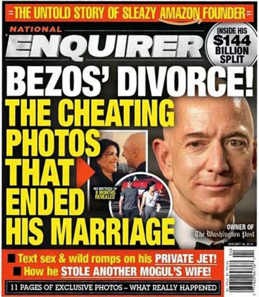  The National Enquirer published raunchy intimate detail's of the couple's affair last month