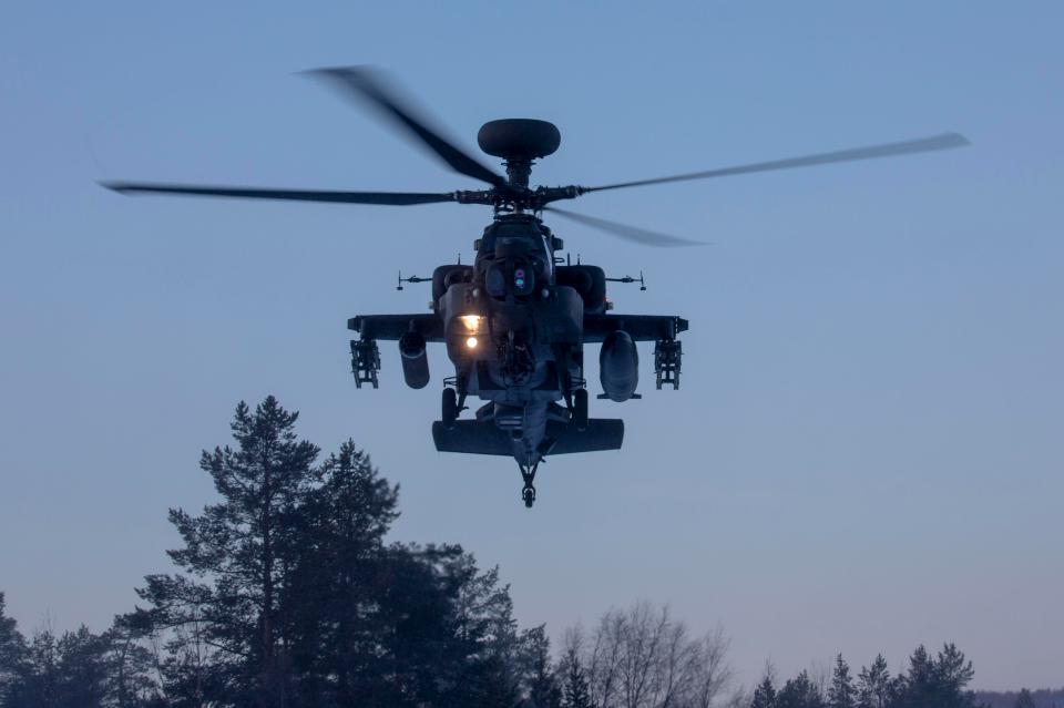 Fearsome Apache helicopters armed with Hellfire missiles joined in the drills