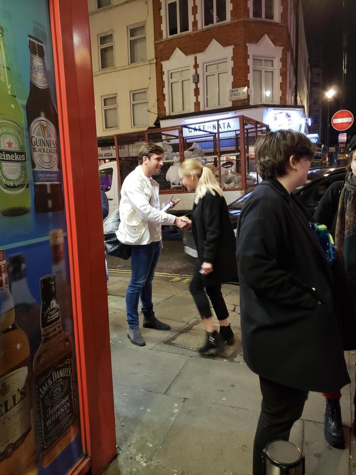  Jack appeared to be shaking hands with one admirer in Soho