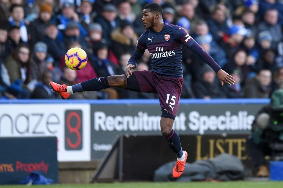  Ainsley Maitland-Niles controls the ball at John Smith's Stadium following his return from injury