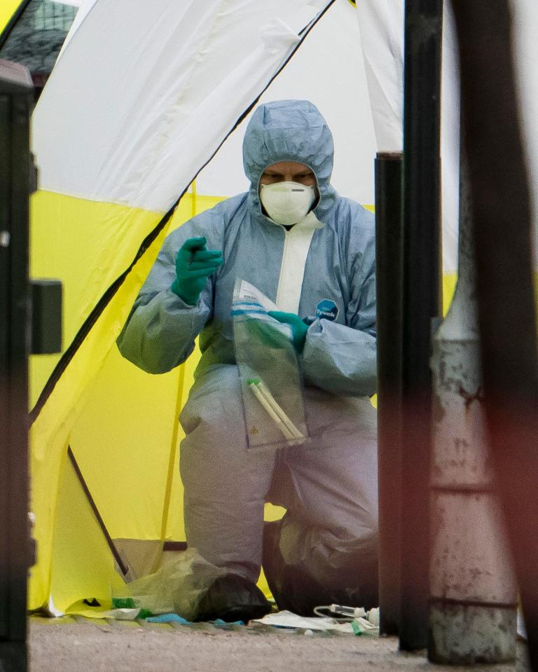  Forensic officers at the murder scene in Dulwich