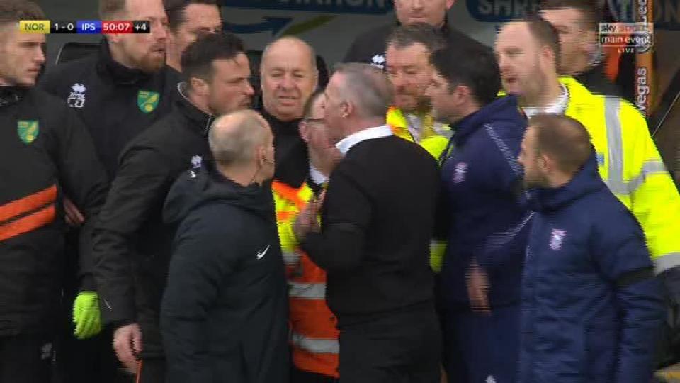  Paul Lambert involved in touchline fracas at Carrow Road