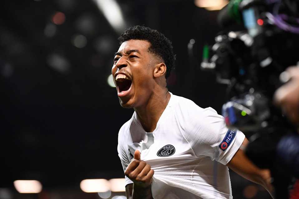 Presnel Kimpembe celebrates after his 53rd-minute strike