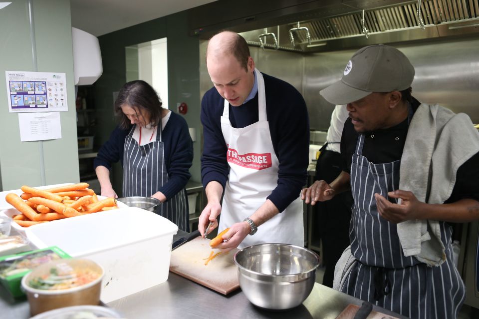  Prince William dons a white apron as he volunteers for The Passage