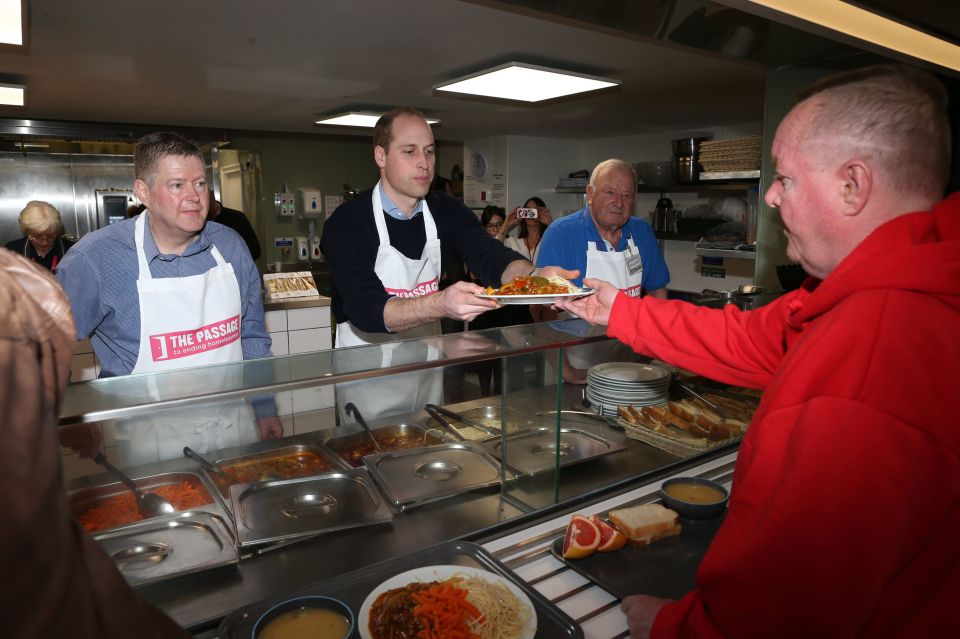  William spent the day serving food at a homelessness charity kitchen