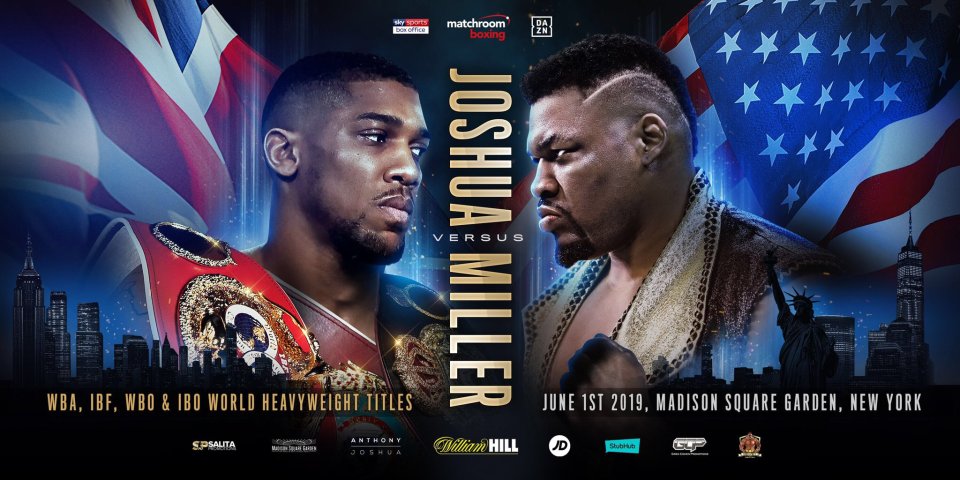  Anthony Joshua will face Jarrell Miller at Madison Square Garden on June 1