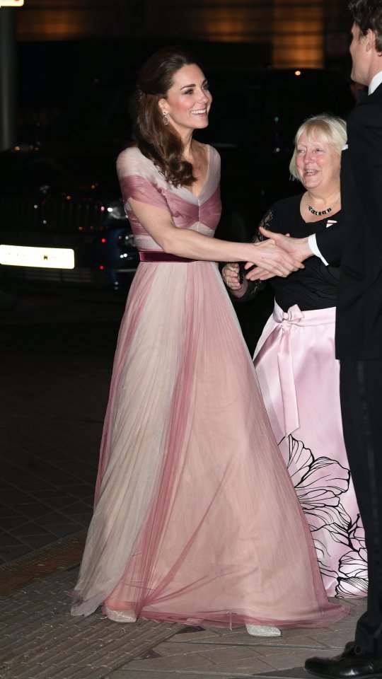  Kate wears a long flowing pink gown to the gala at the V&A Museum tonight