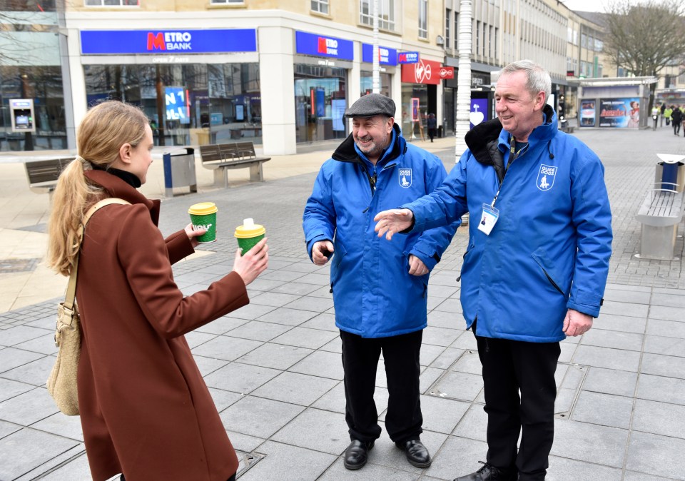 In another act of kindness in Bristol, Nigel Bateman, 62, and Robin Johnson, 59, get a cuppa each