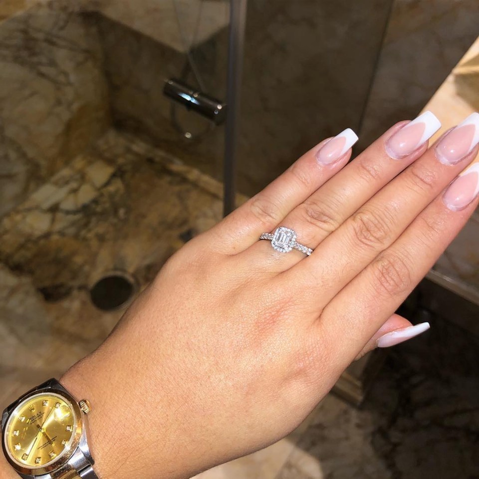  The reality star showed off her diamond ring on social media this evening