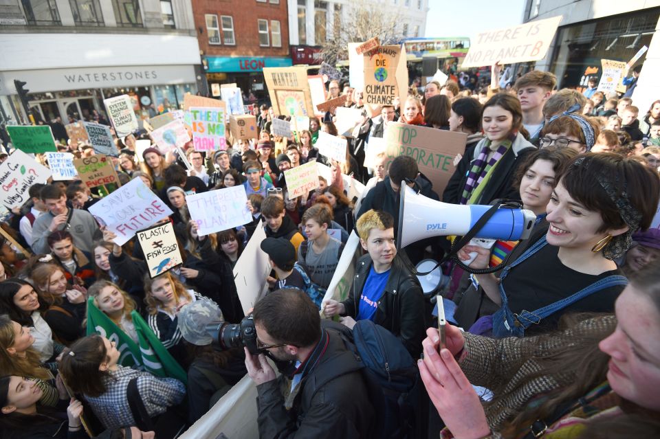  Protesters played truant from school today - but their actions could hit their parents in the pocket as school bosses threatened fines