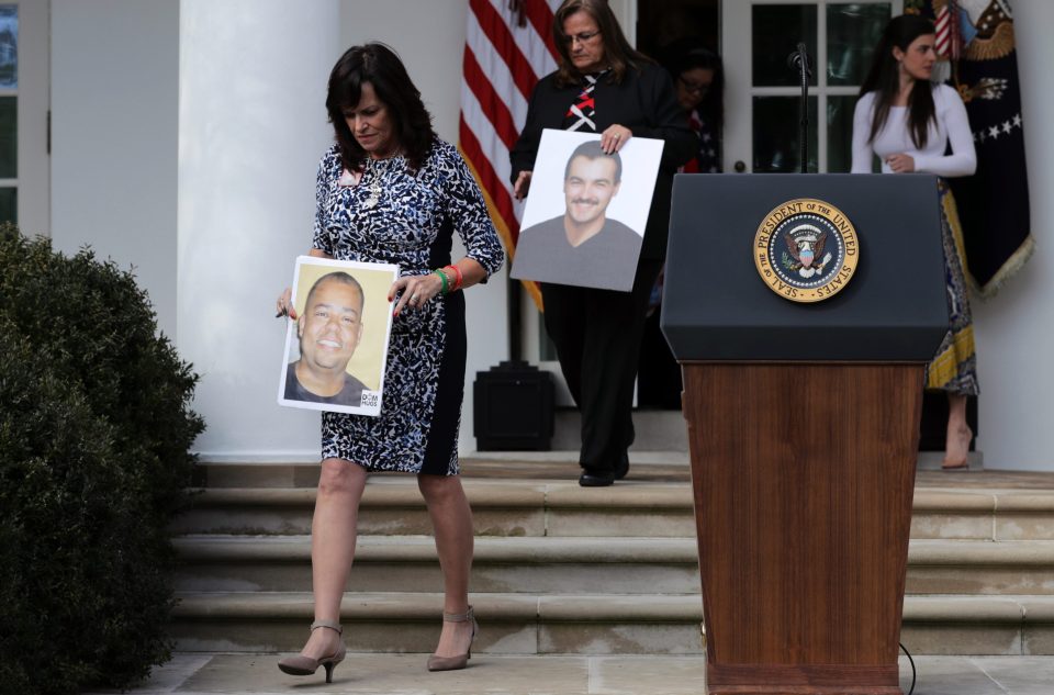  Victims of those killed by illegal immigrants gather to hear Trump declare his national emergency in a bid to bolster the border