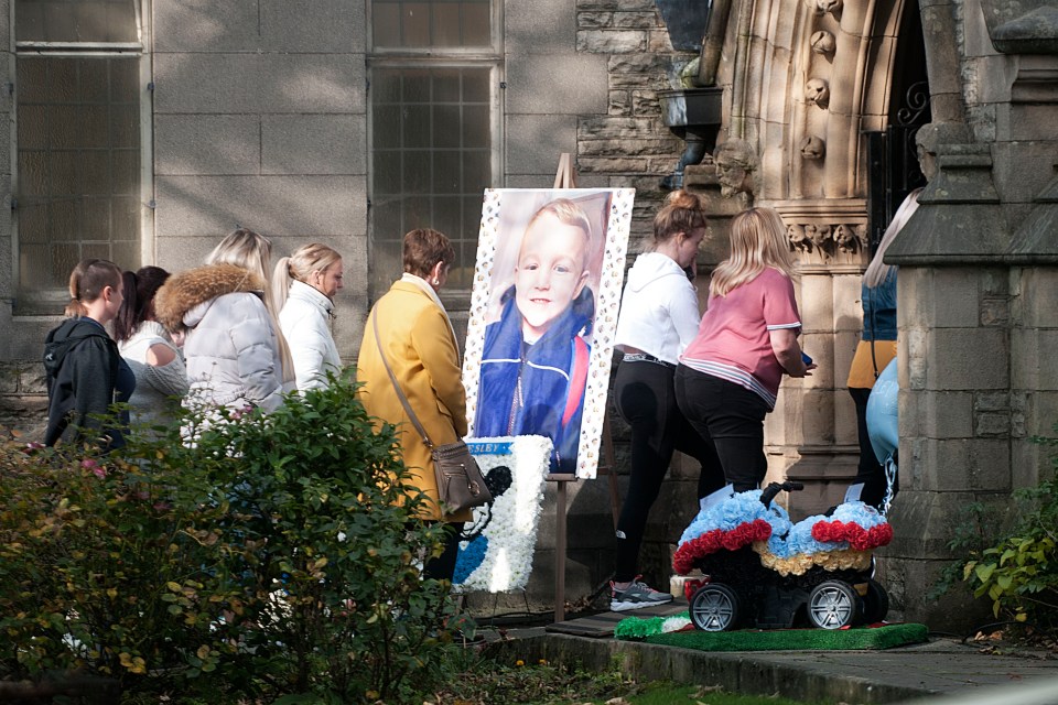  Friends and family attend little Presleys funeral in Hindley, Greater Manchester