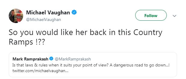  The former England captain asked if he Ramprakash wanted Shamina Begum back in the country