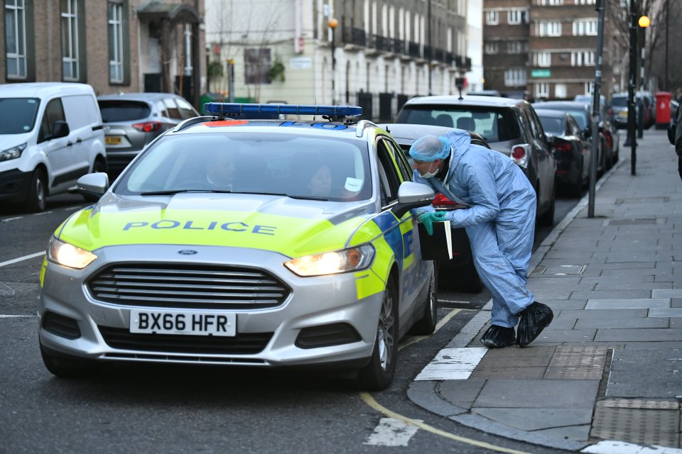  Forensics officers at the scene on Tuesday morning