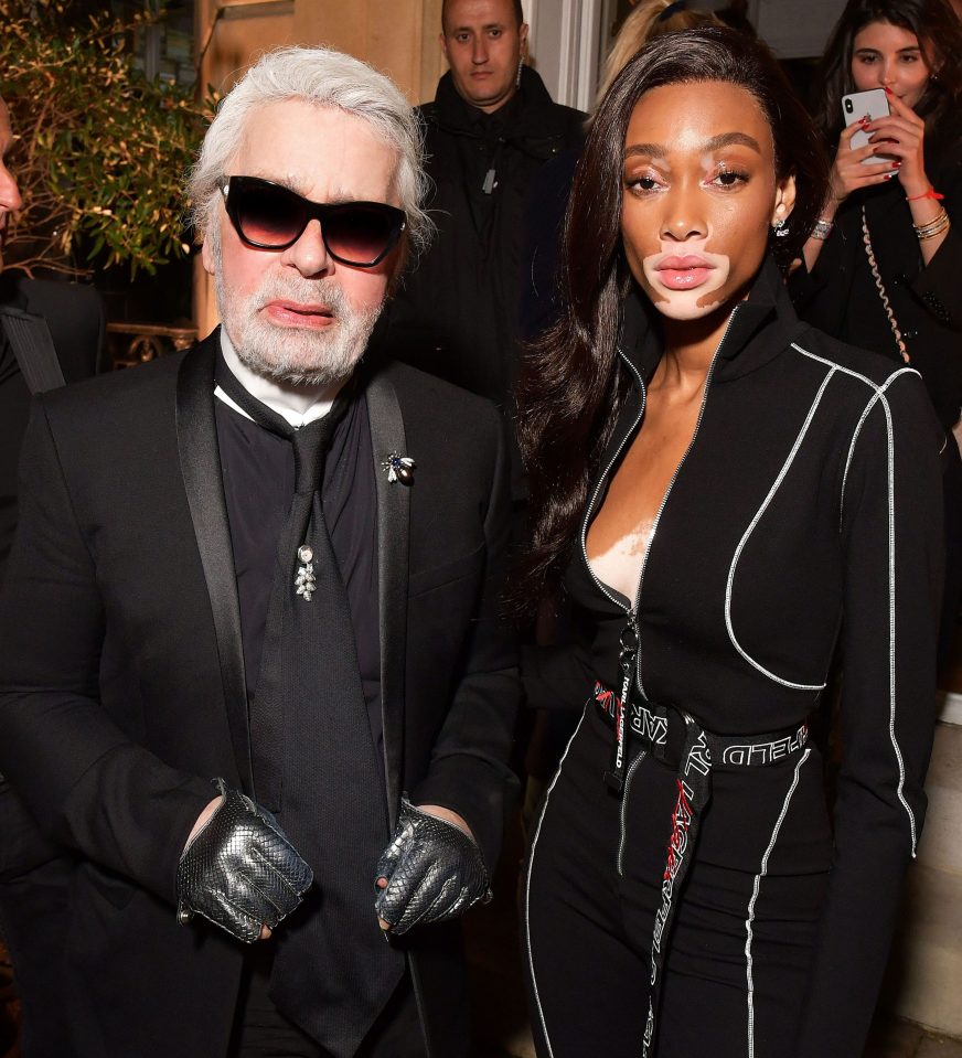  Model Winnie Harlow pictured with Lagerfeld last year