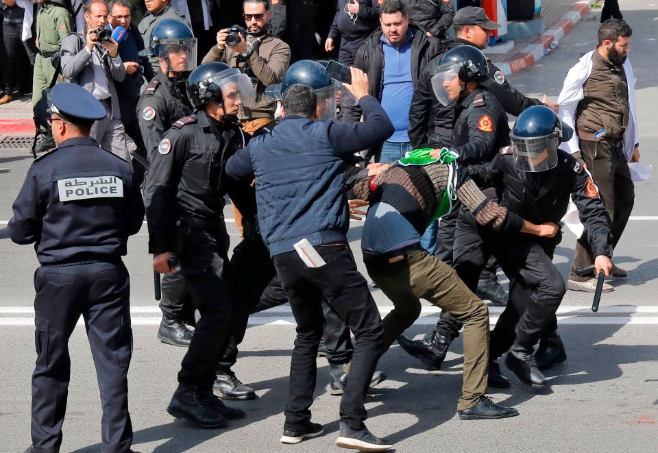  There were chaotic scenes in Morocco's capital Rabat as protests turned violent