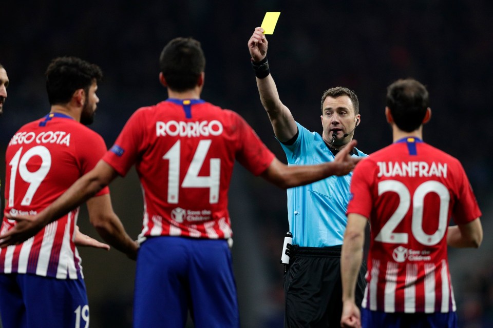 Diego Costa was booked in the opening few minutes in Madrid