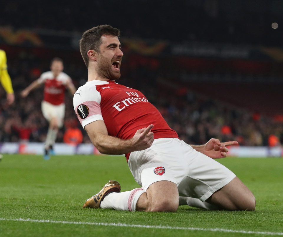 Sokratis headed in Arsenal's third with his first touch at the Emirates