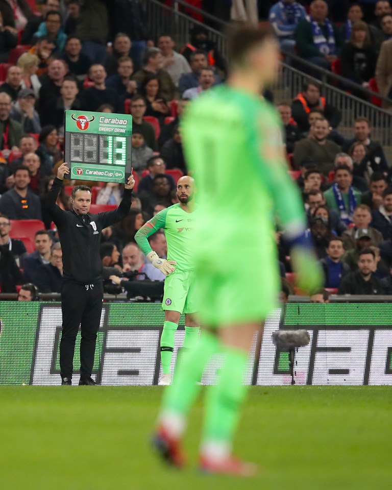  Penalty expert Willy Caballero was ready to get on the pitch in the final minutes of extra time