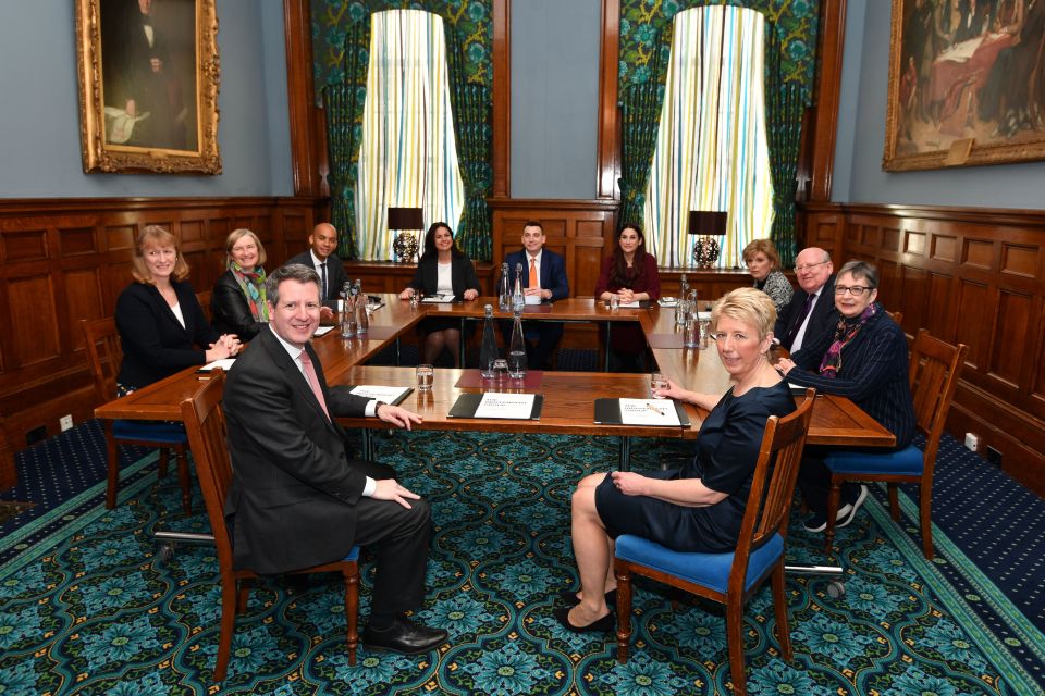 Clockwise from left: Independent Group's Chris Leslie, Joan Ryan, Sarah Wollaston, Chuka Umunna, Heidi Allen, Gavin Shuker, Luciana Berger, Anna Soubry, Mike Gapes, Ann Coffey and Angela Smith at their first meeting 