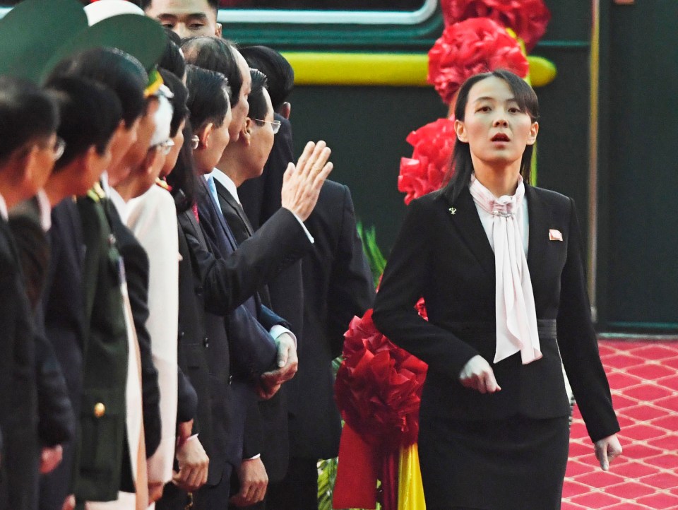 Kim Yo-jong, right, sister of the North Korean leader, arrives at the Dong Dang railway station