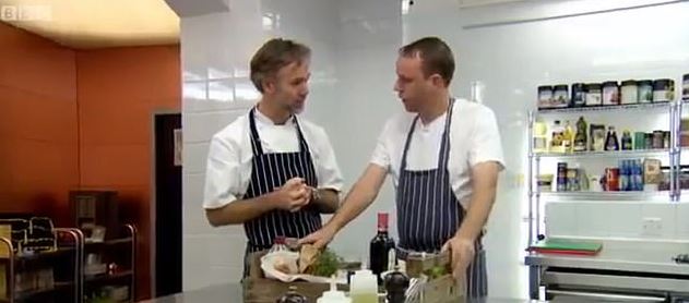  Poynton, right, pictured with revered chef Marcus Wareing on the BBC's Great British Menu show