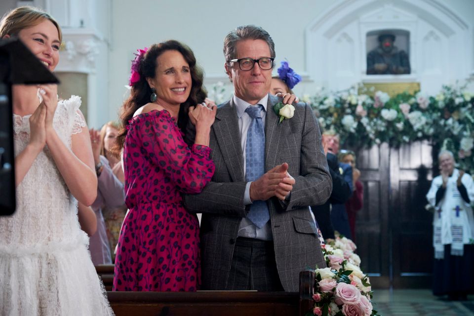  Andie MacDowell and Hugh Grant's characters certainly appear to still be in love as they film the sequel to the romcom